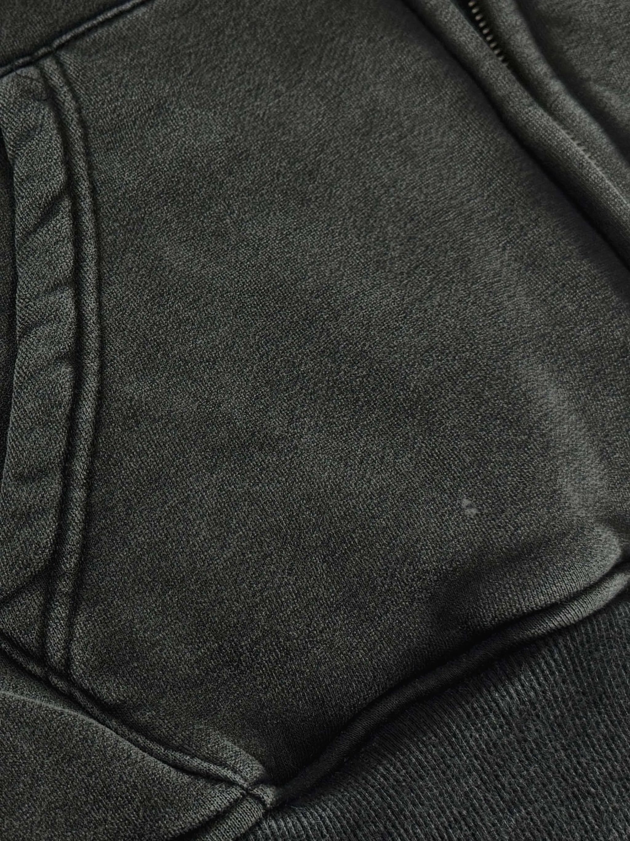 Snow Washed Zip-Through Fleece Hoodie