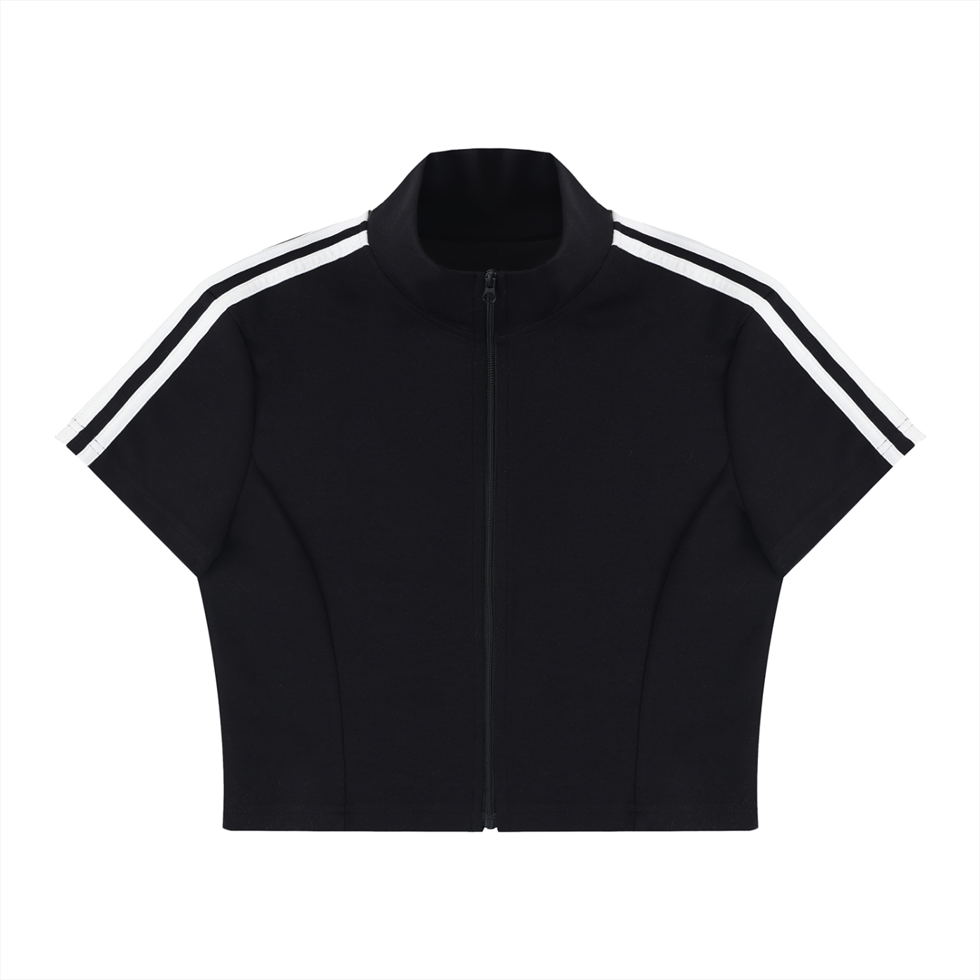 Women's Short Sleeve Zip-Up Crop Top