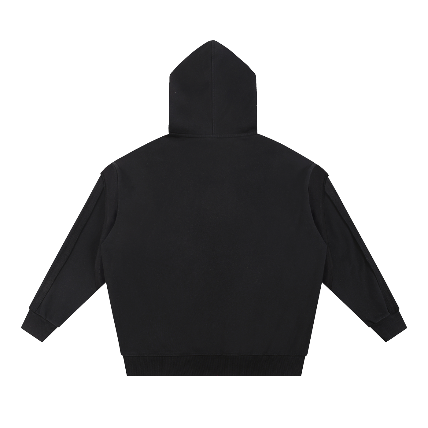 Raw Edge Contrast Tape Zip Hoodie