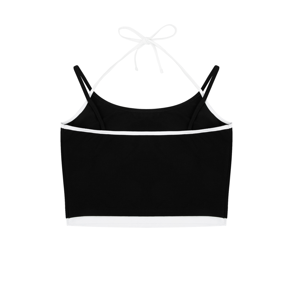 Contrast Binding Halter Crop Top