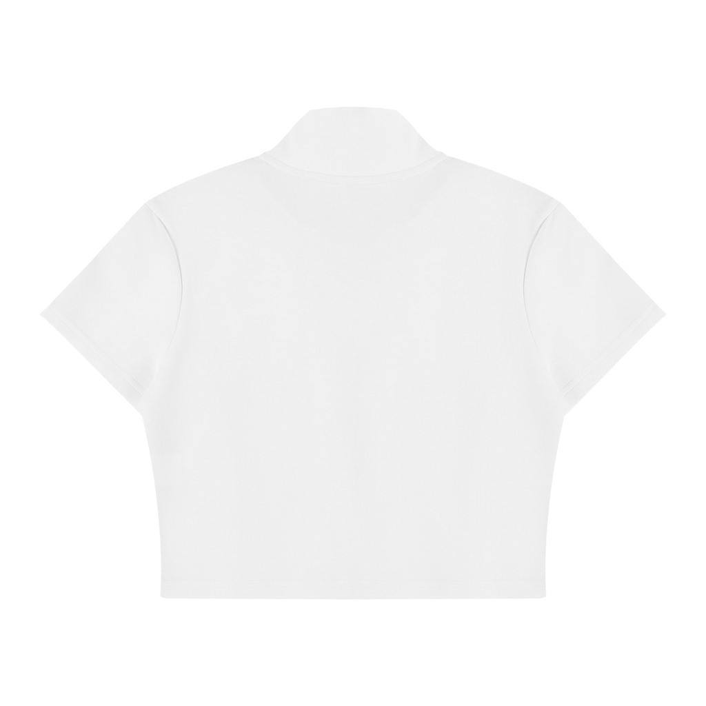 Women's Short Sleeve Zip-Up Crop Top