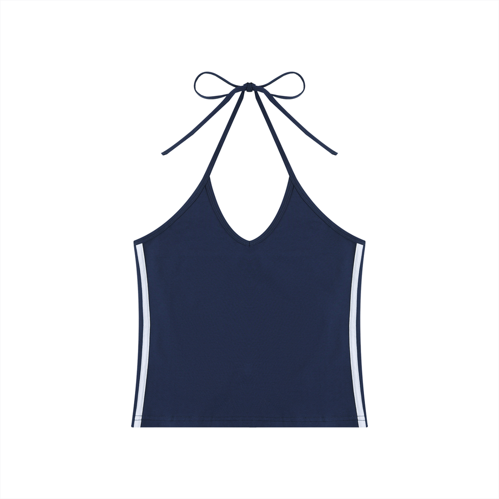 Women's Color Block Halter Crop Top