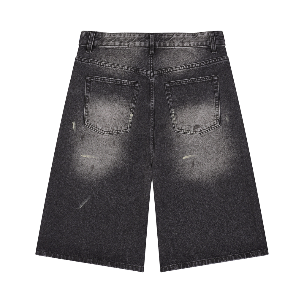 Men’s Vintage Wash Wide-Leg Denim Shorts