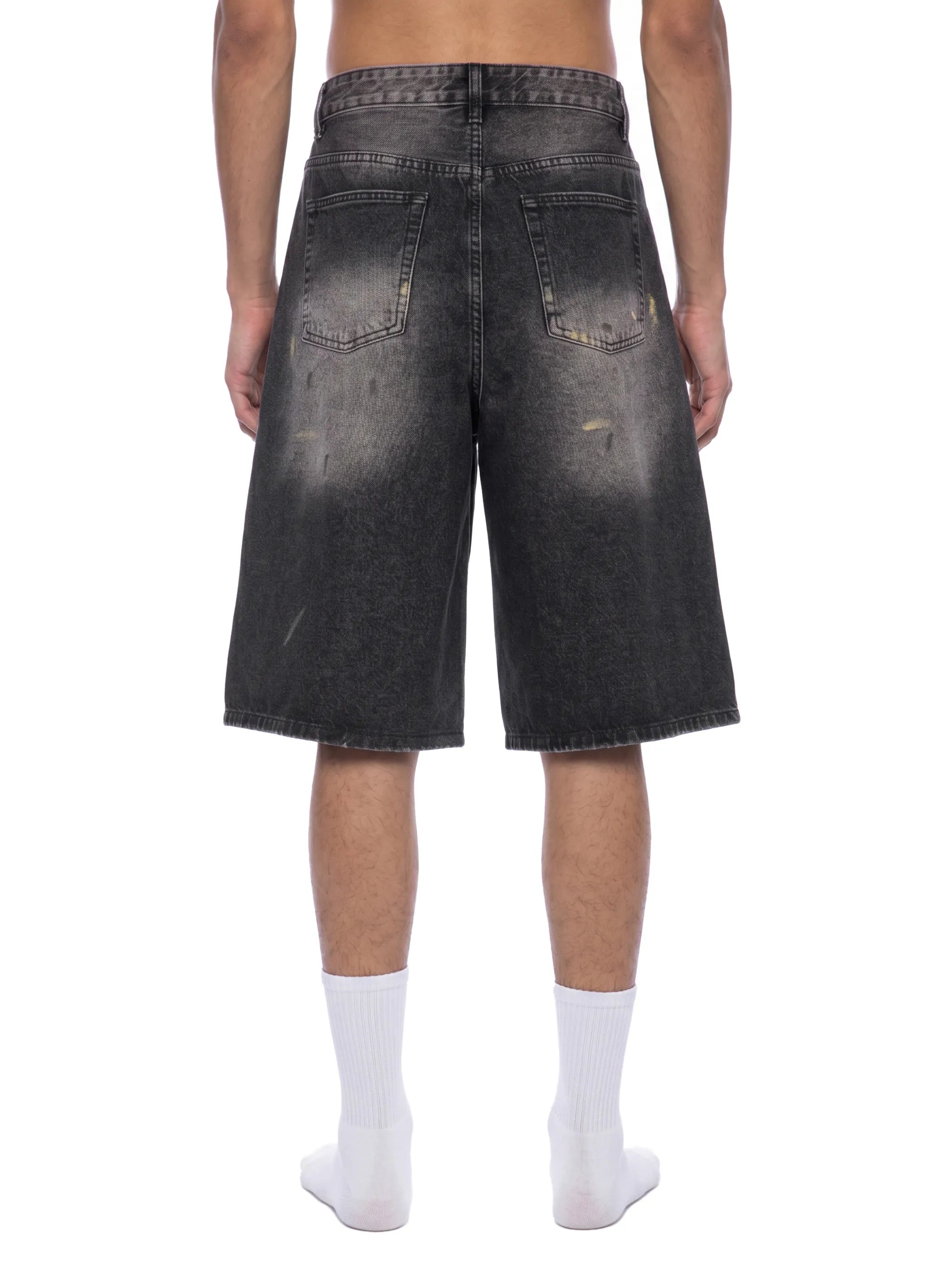 Men’s Vintage Wash Wide-Leg Denim Shorts