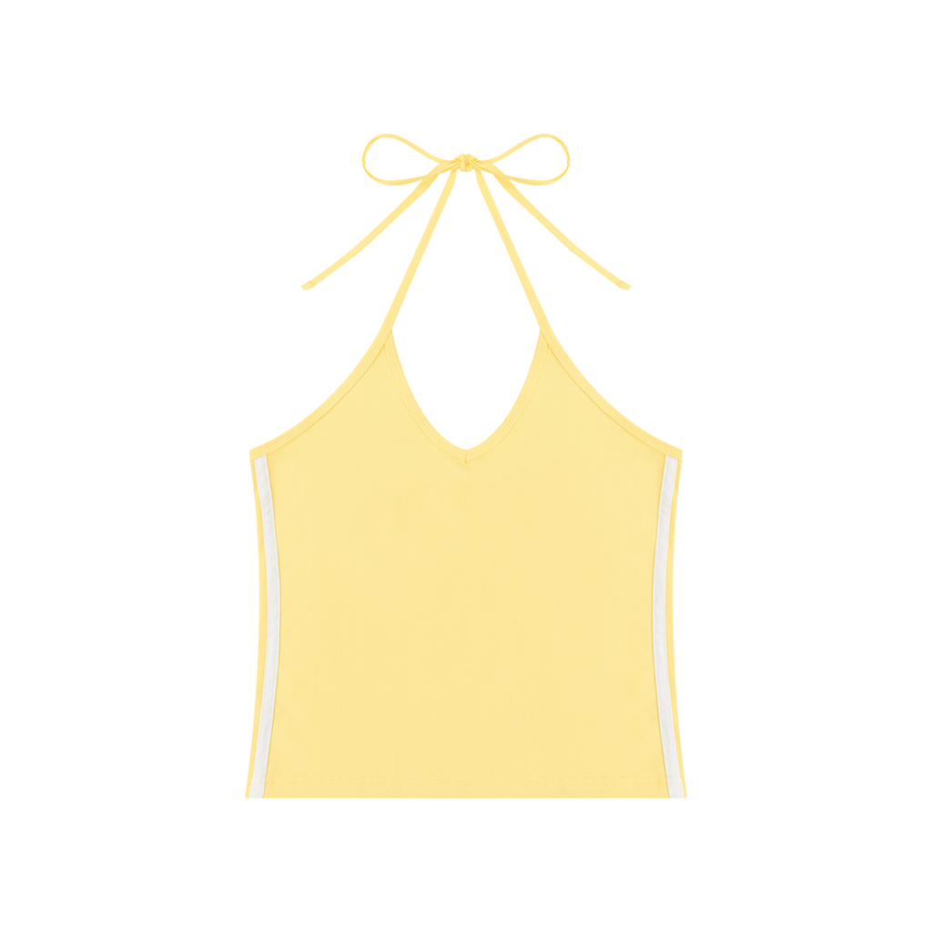 Women's Color Block Halter Crop Top