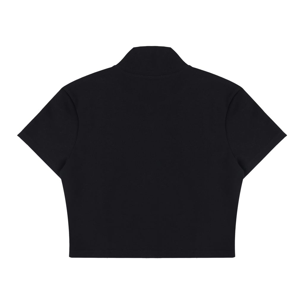 Women's Short Sleeve Zip-Up Crop Top