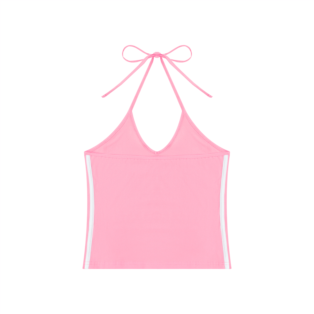 Women's Color Block Halter Crop Top