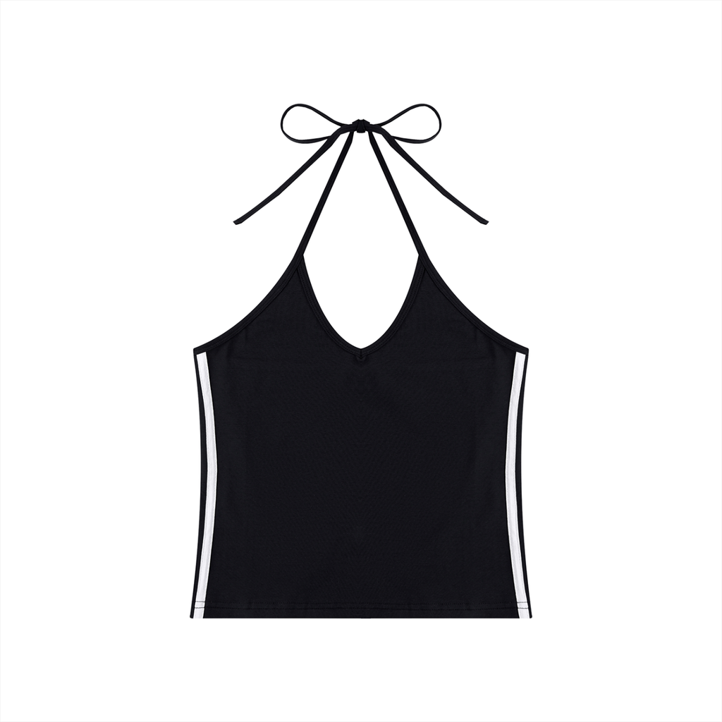Women's Color Block Halter Crop Top