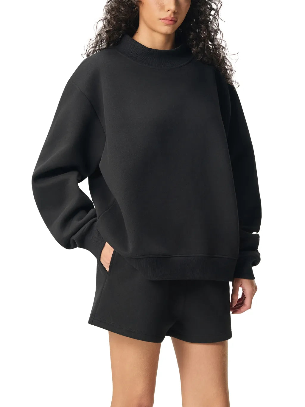 Essential Fleece Mock-Neck Sweatshirt