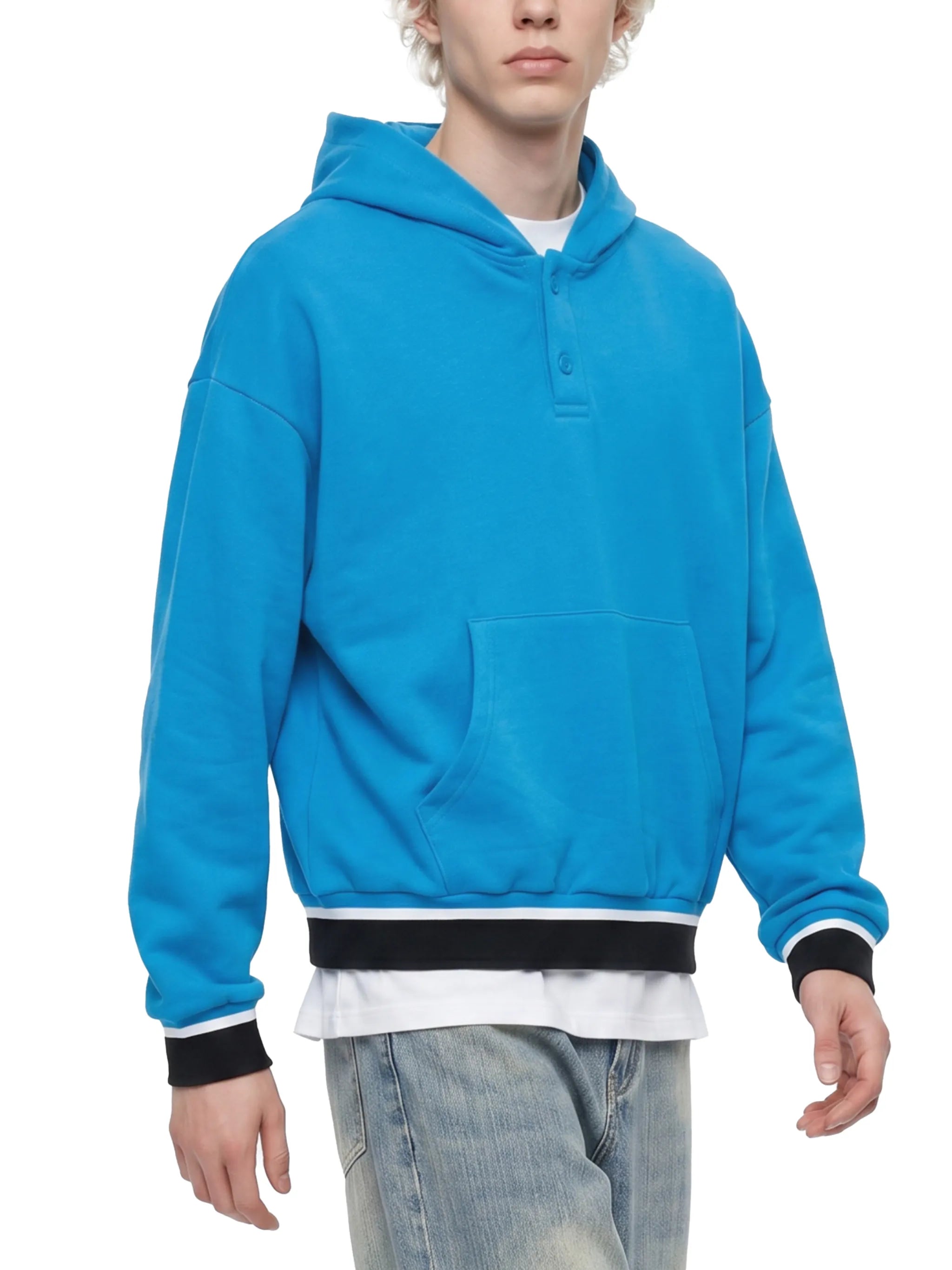 Color Block Boxy Cotton Hoodie