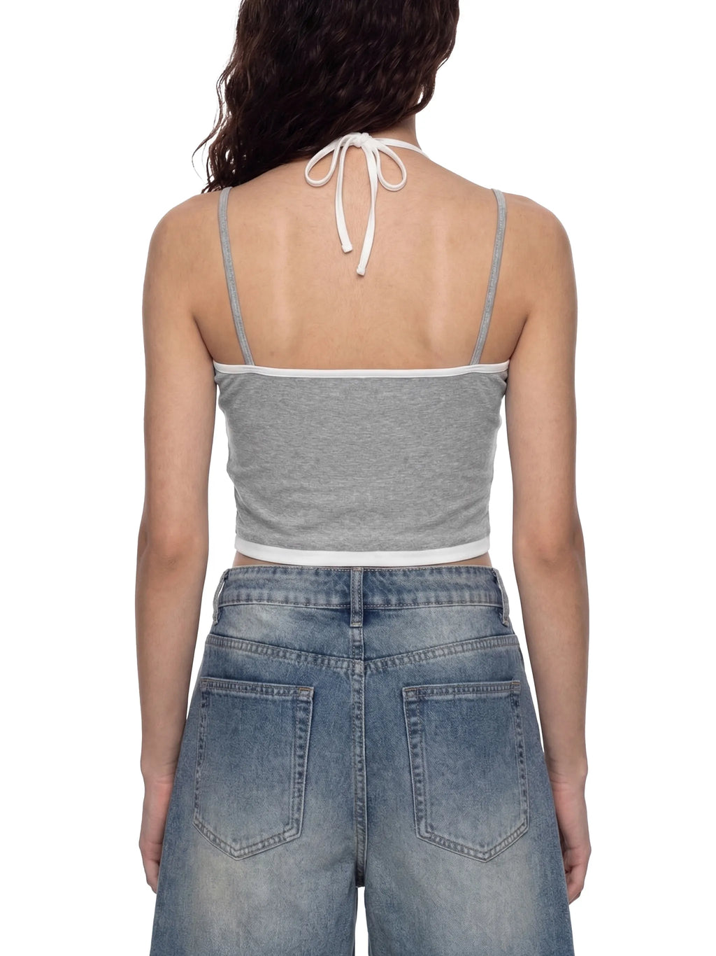 Contrast Binding Halter Crop Top