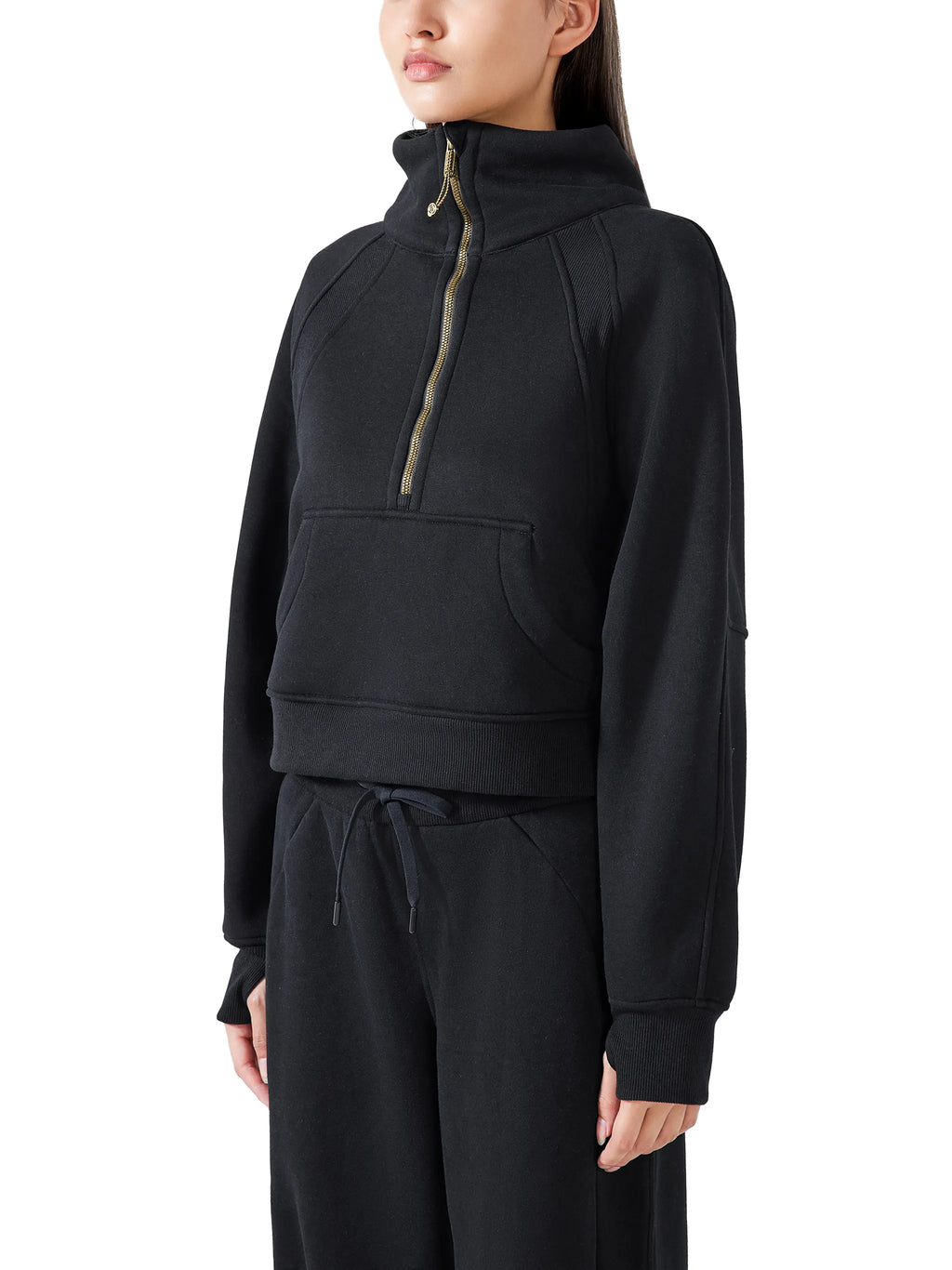 Cropped Half-Zip Sweatshirt