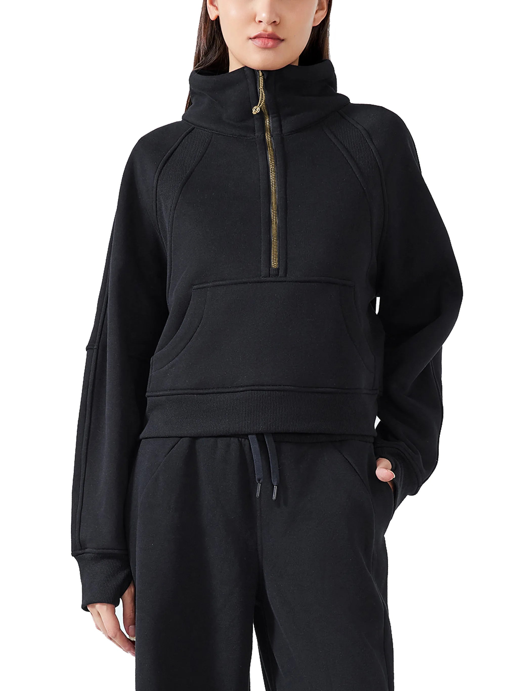 Cropped Half-Zip Sweatshirt
