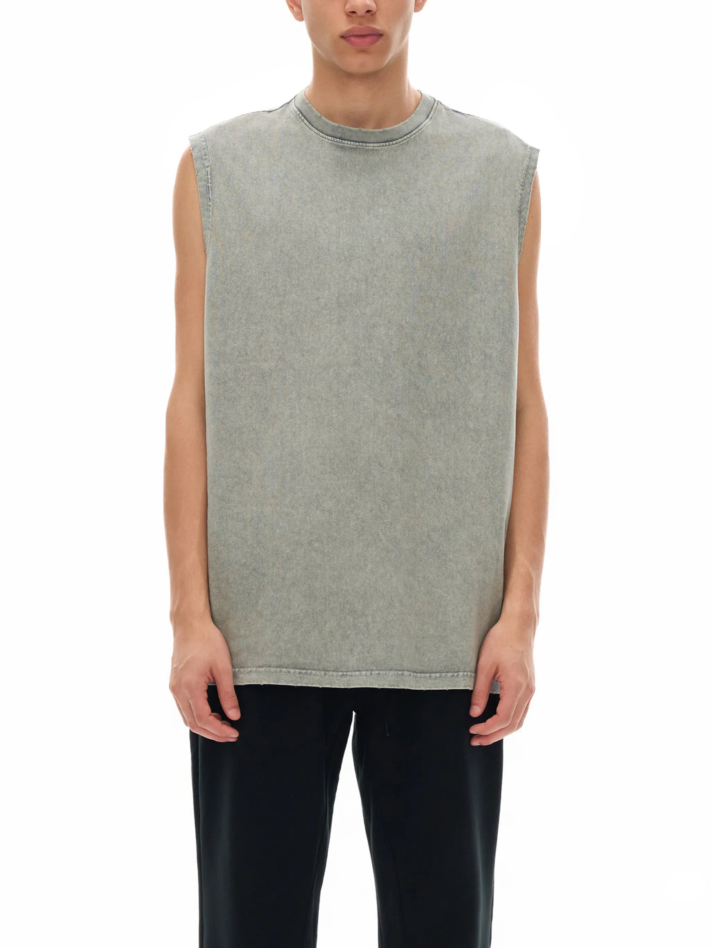 Snow Washed Frayed Hem Tank Top