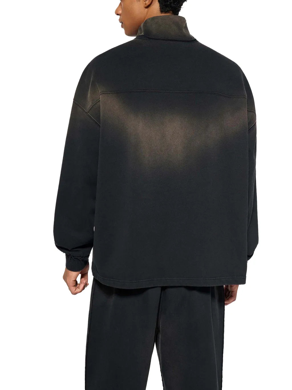 Sun Fade Raw Edge Quarter-Zip Sweatshirt