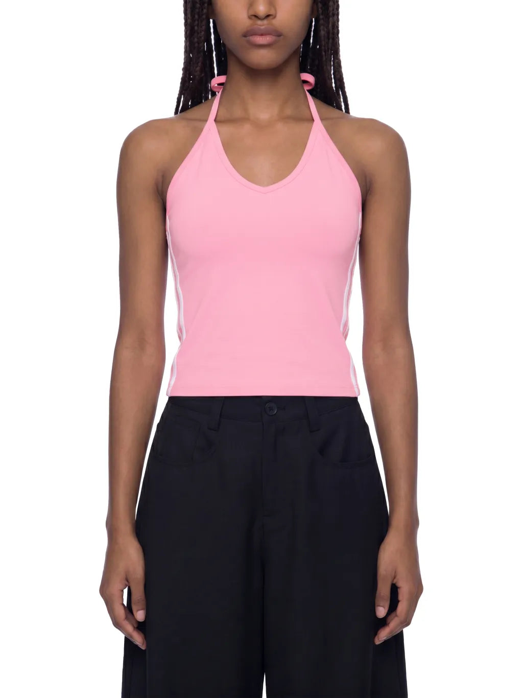 Women's Color Block Halter Crop Top