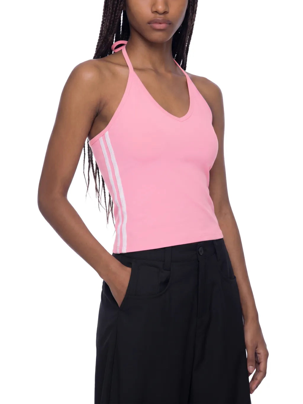 Women's Color Block Halter Crop Top