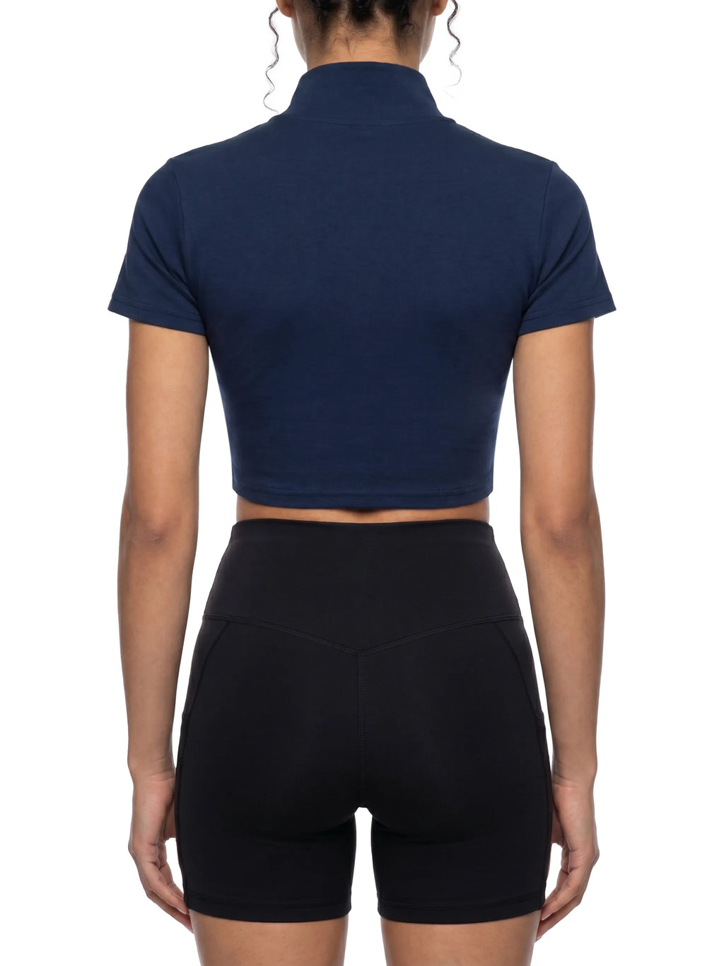 Women's Short Sleeve Zip-Up Crop Top