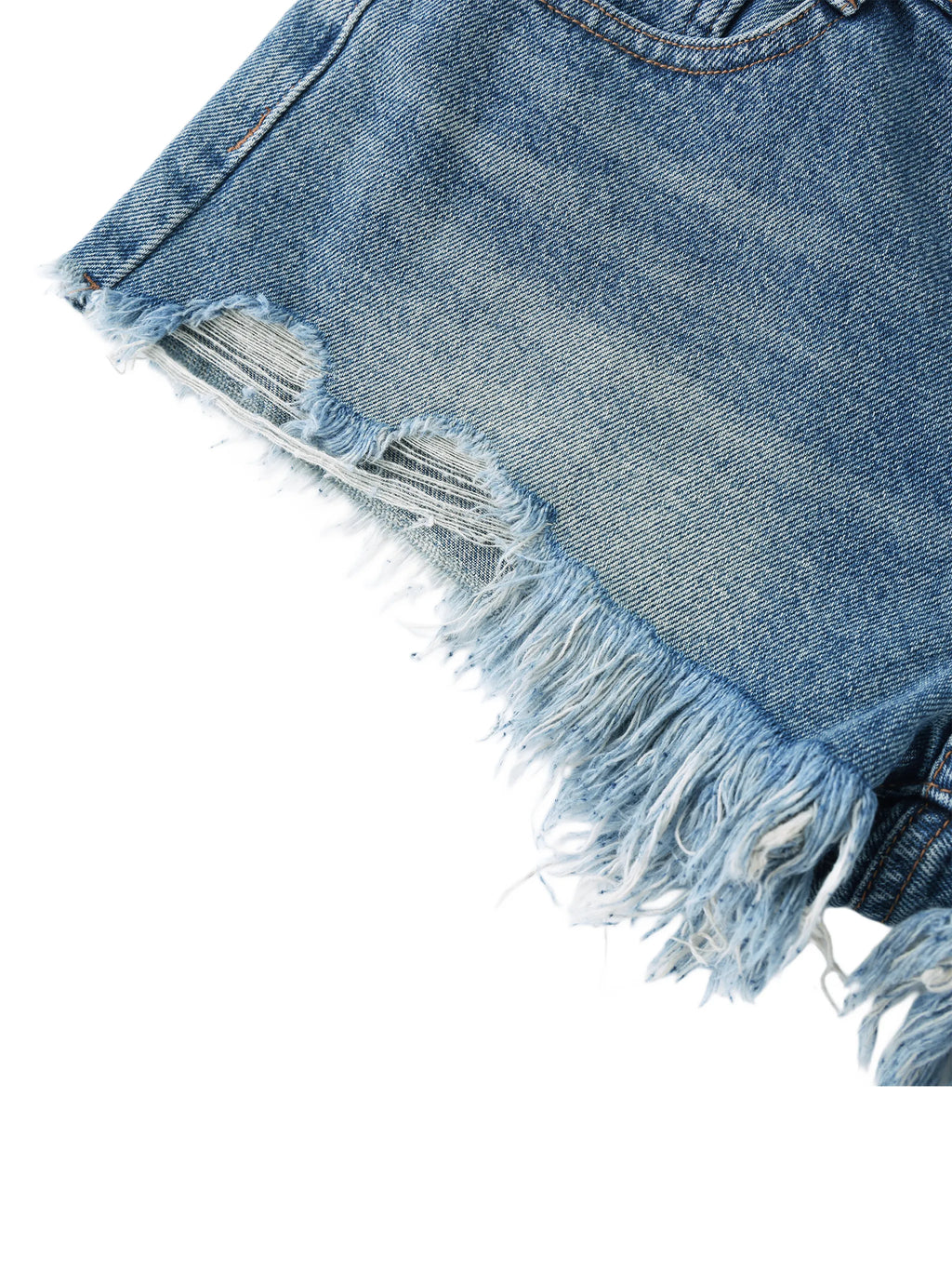 Women's Vintage Wash Frayed Denim Shorts