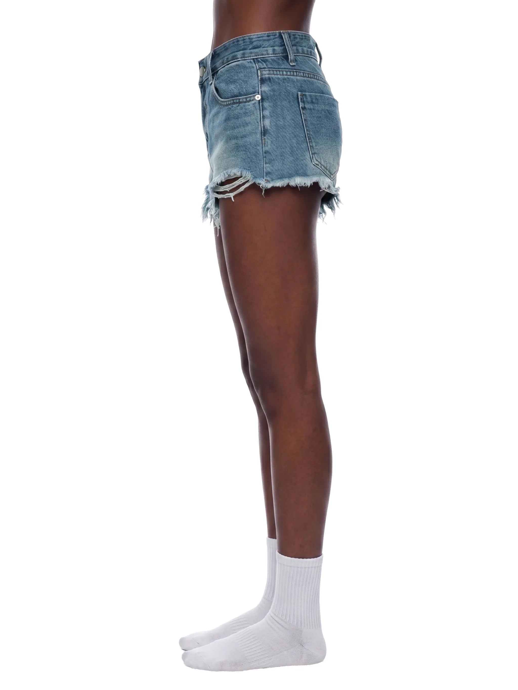 Women's Vintage Wash Frayed Denim Shorts