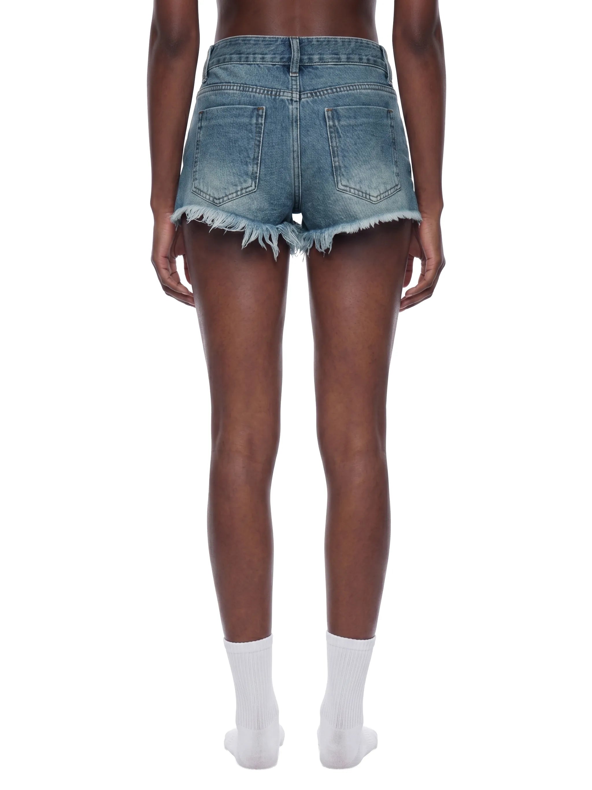 Women's Vintage Wash Frayed Denim Shorts