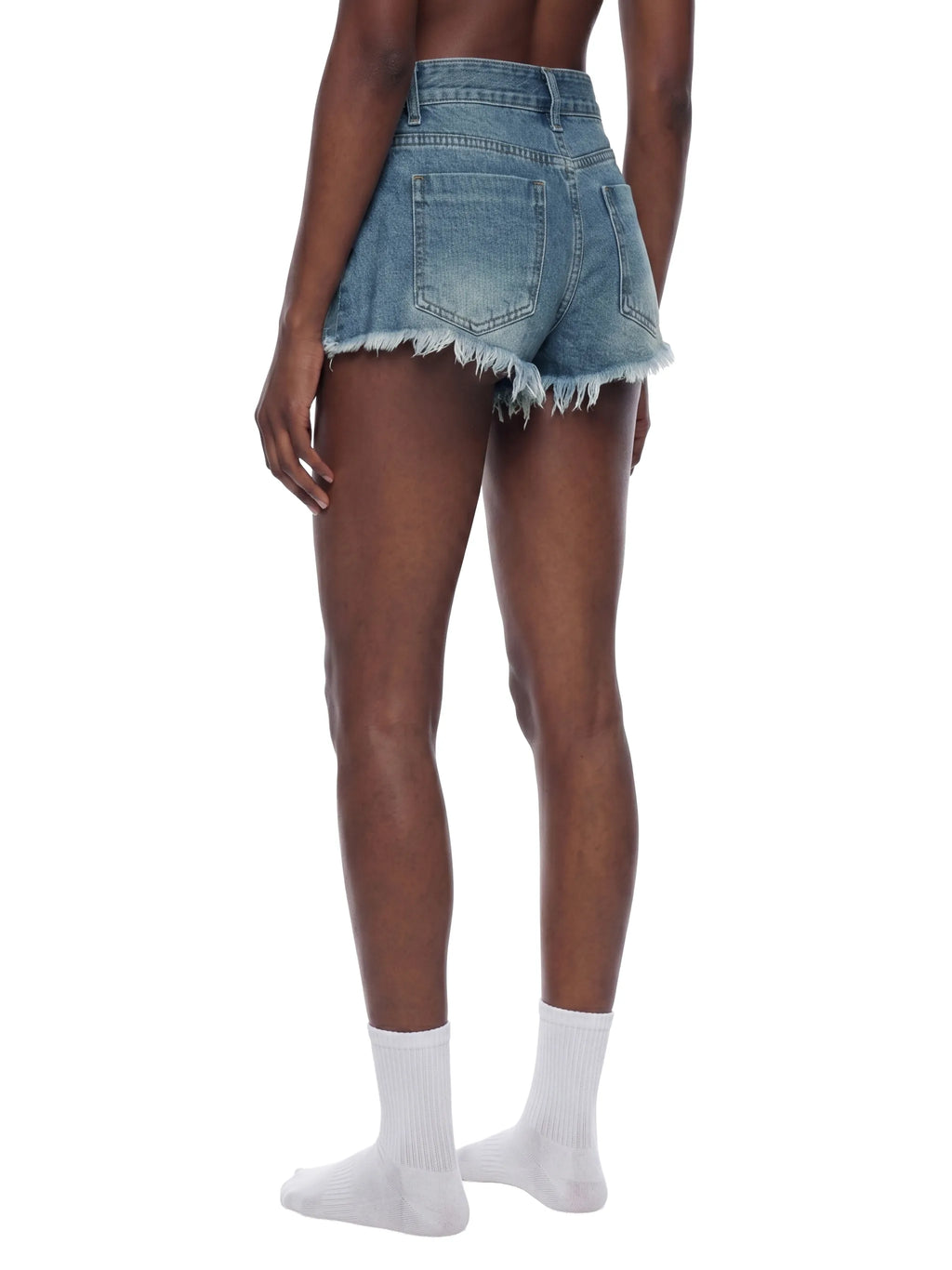 Women's Vintage Wash Frayed Denim Shorts