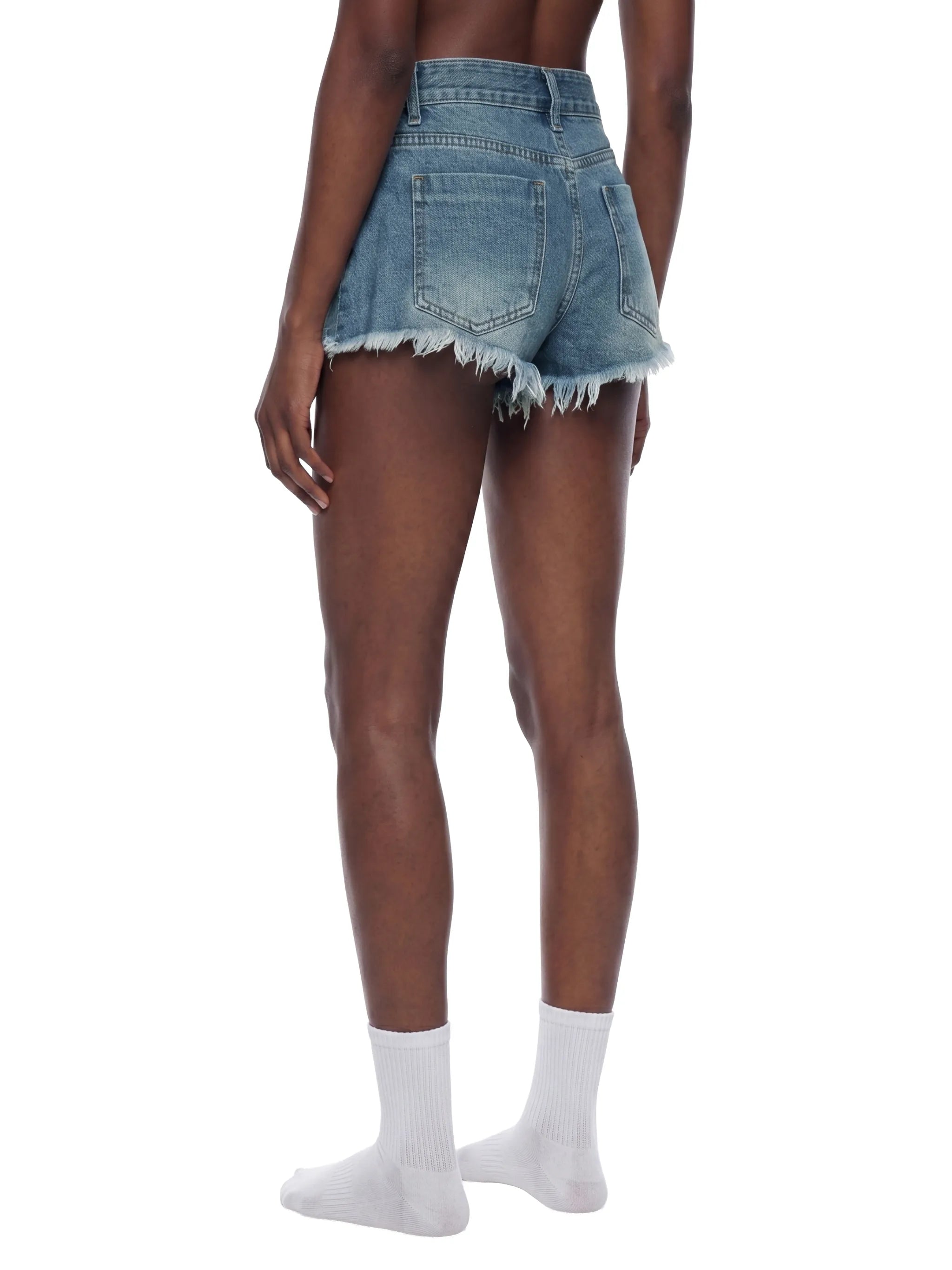 Women's Vintage Wash Frayed Denim Shorts