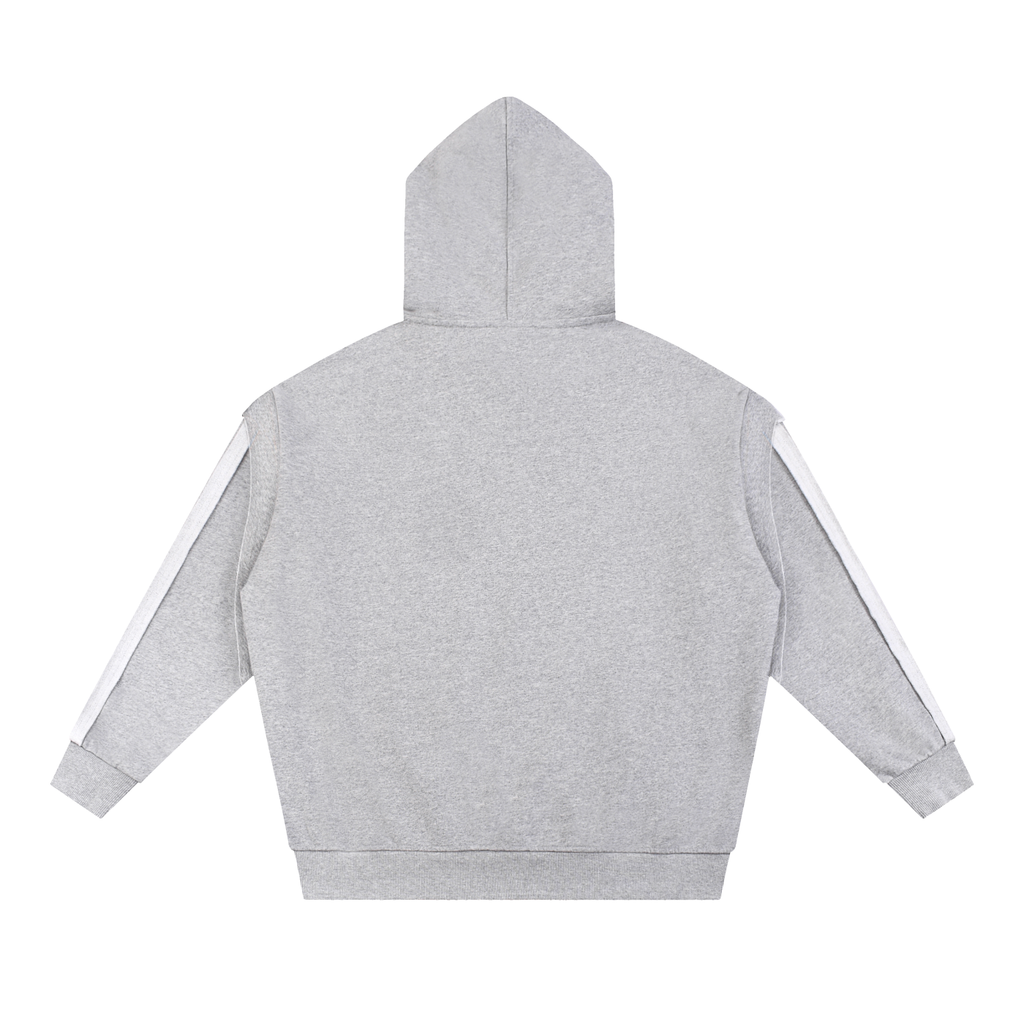 Raw Edge Contrast Tape Zip Hoodie