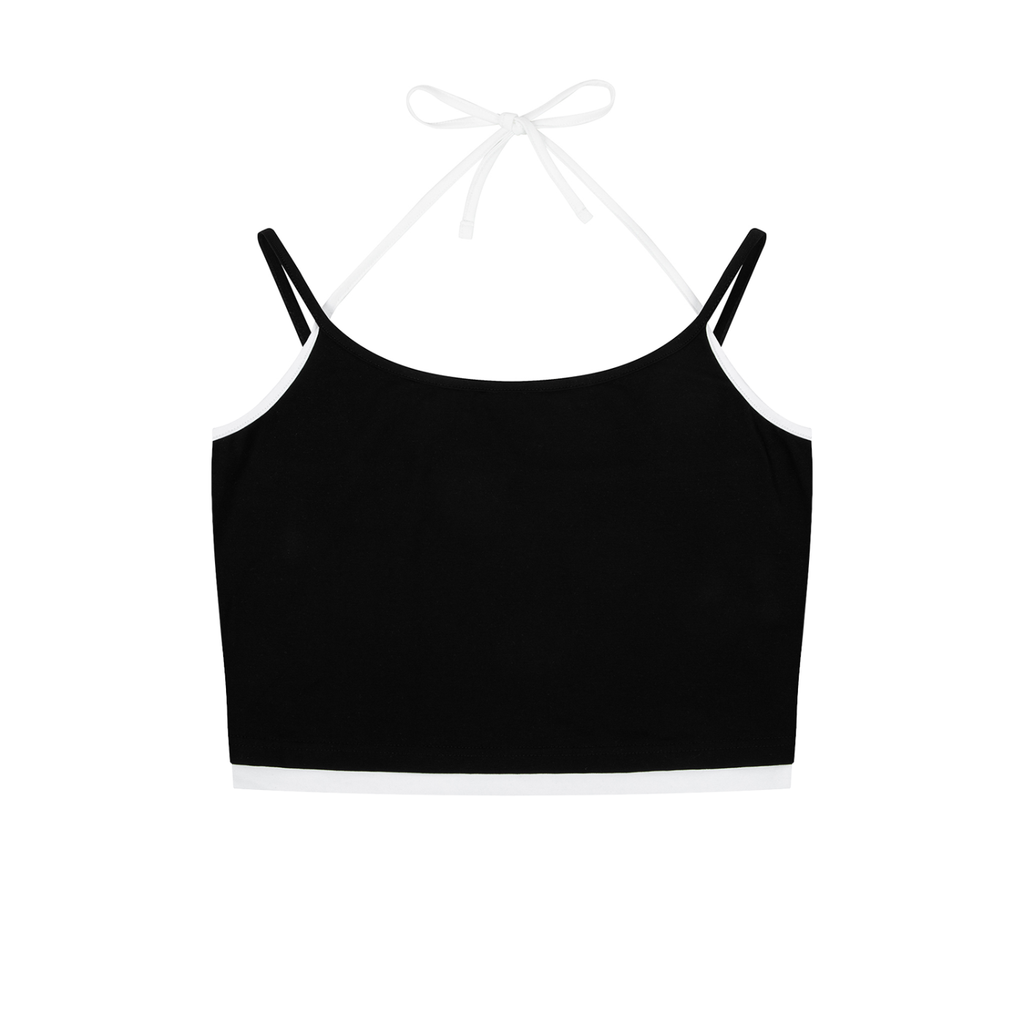 Contrast Binding Halter Crop Top