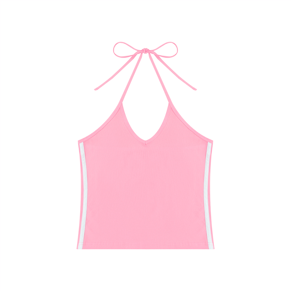 Women's Color Block Halter Crop Top