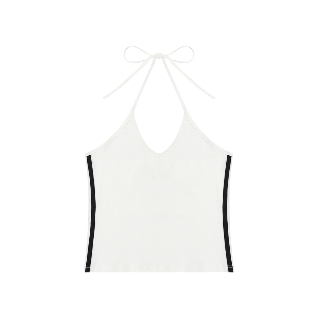 Women's Color Block Halter Crop Top