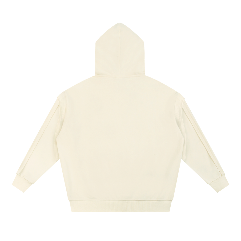 Raw Edge Contrast Tape Zip Hoodie