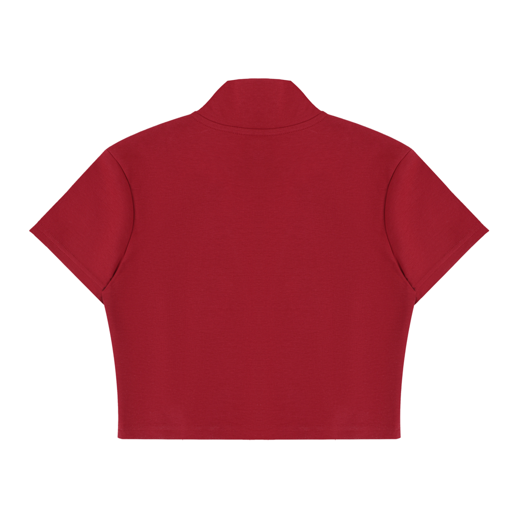 Women's Short Sleeve Zip-Up Crop Top