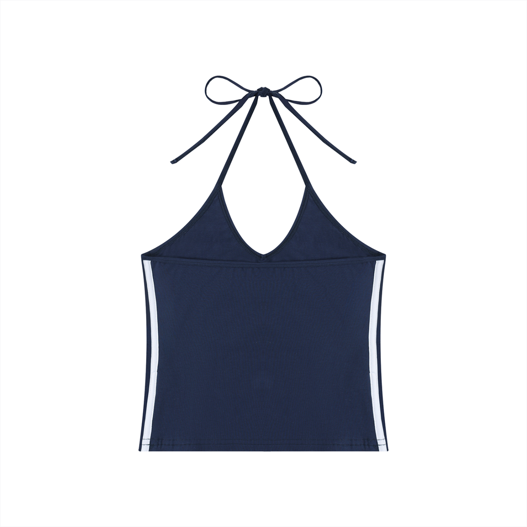 Women's Color Block Halter Crop Top