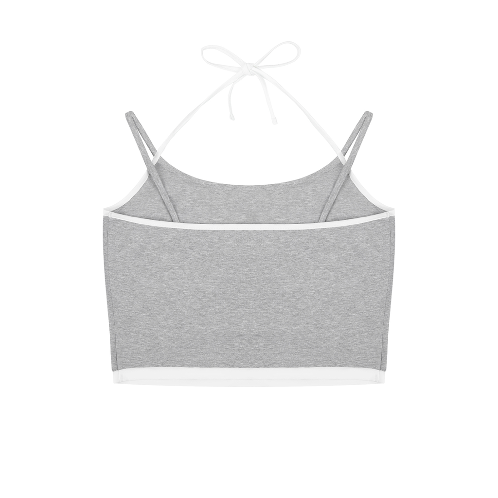 Contrast Binding Halter Crop Top