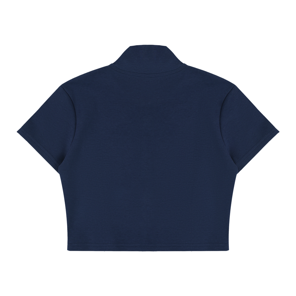 Women's Short Sleeve Zip-Up Crop Top