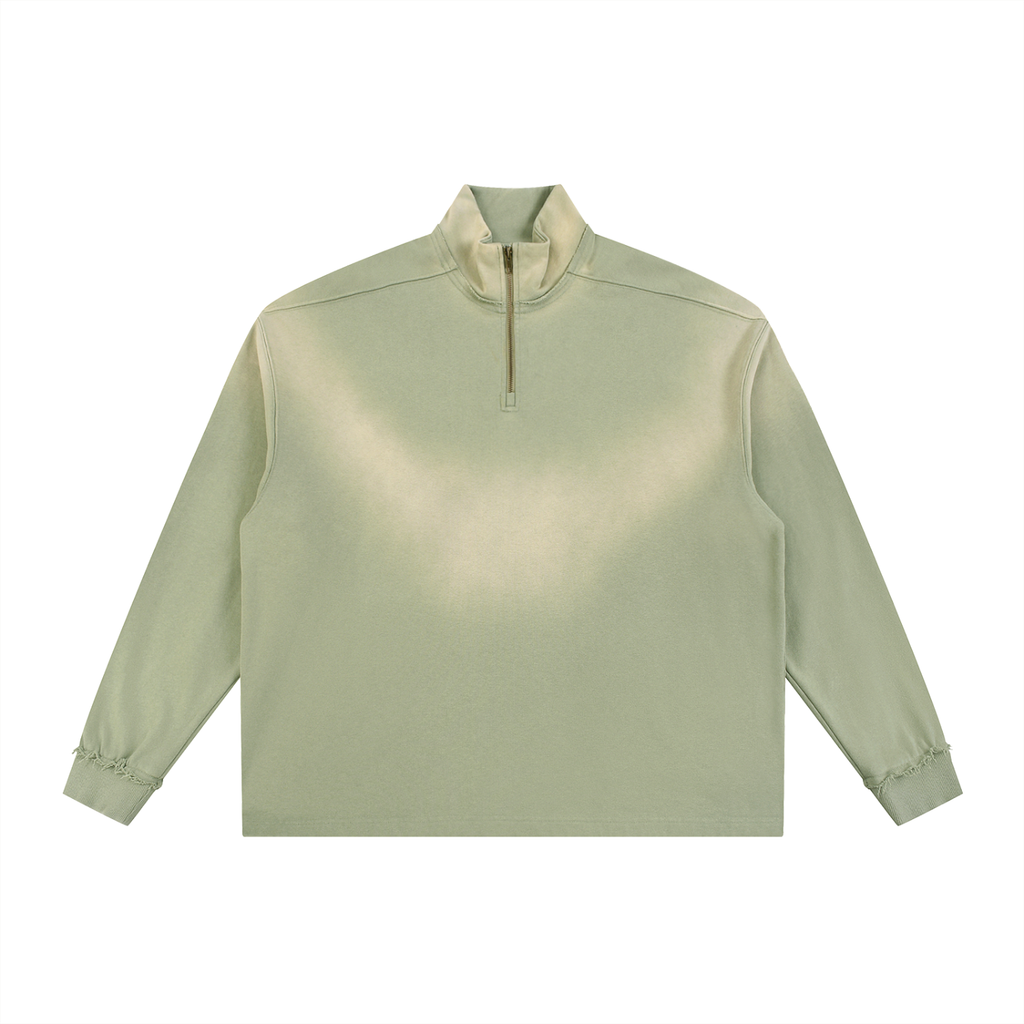 Sun Fade Raw Edge Quarter-Zip Sweatshirt