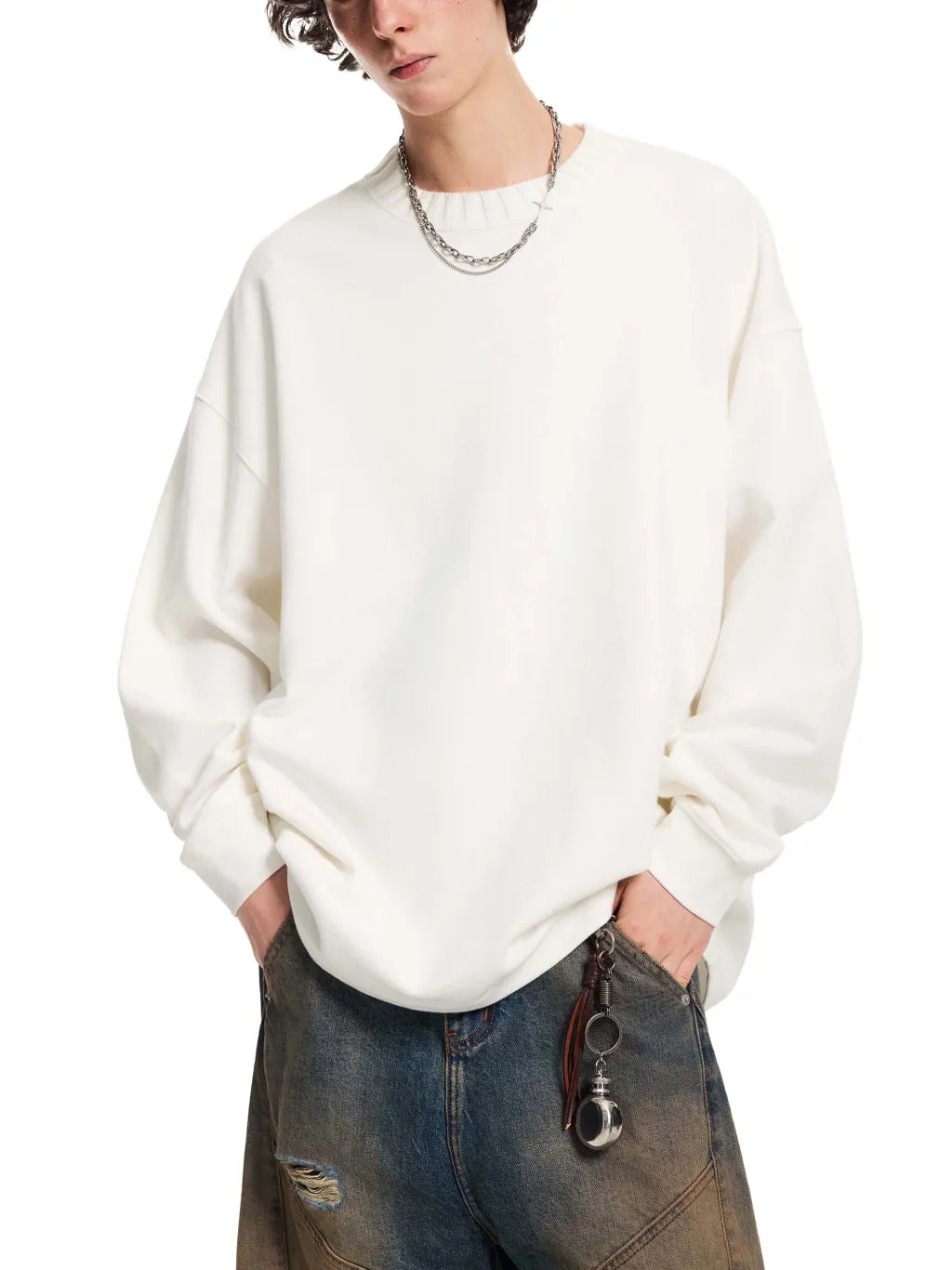 Knitted Round Neck Oversized Sweatshirt