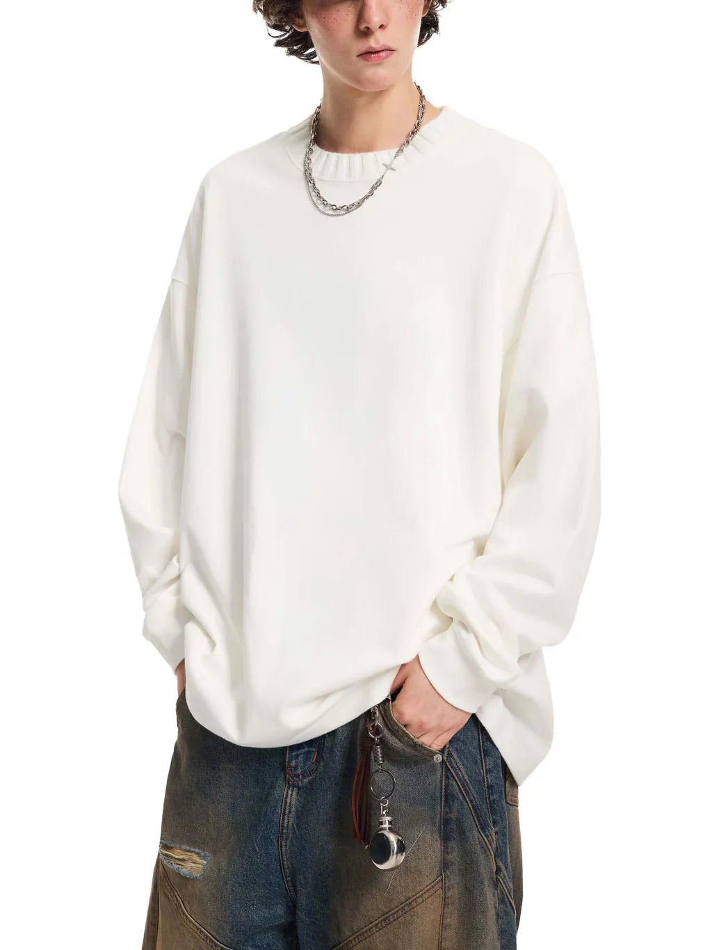 Knitted Round Neck Oversized Sweatshirt